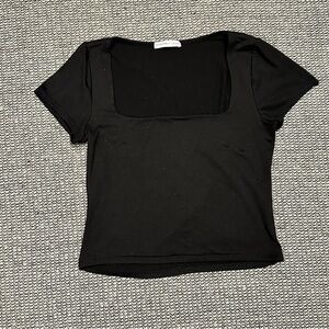 Sincerely Jules Black Square Neck Short Sleeve Top